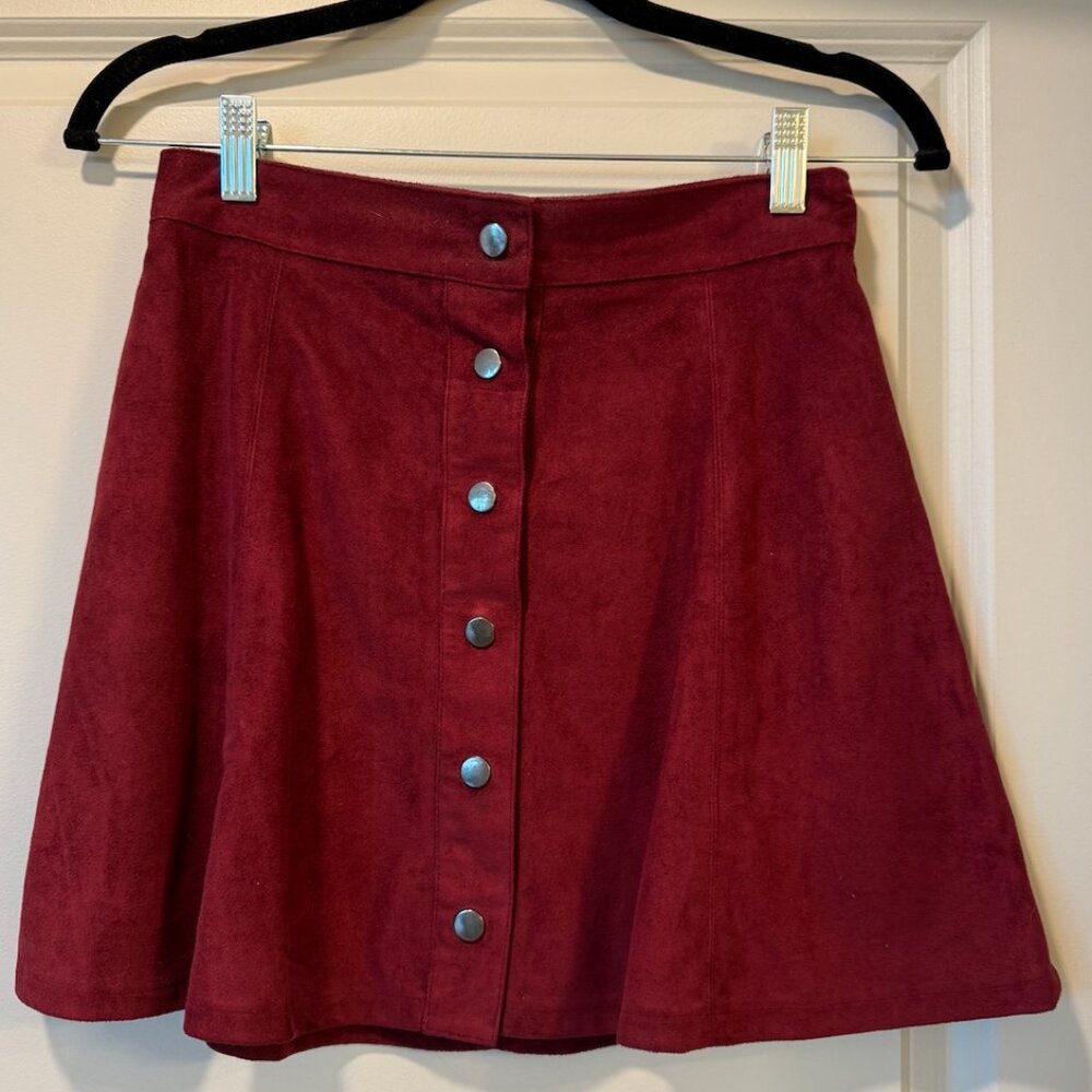 She + Sky Burgundy Button Down Skirt, Size Small